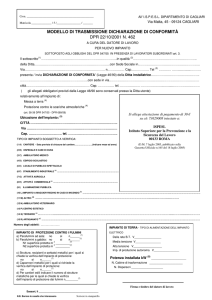 MODELLO DI TRASMISSIONE DICHIARAZIONE DI CONFORMITÀ