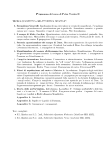 Programma del corso di Fisica Teorica II TEORIA QUANTISTICA