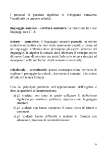 I processi di pensiero algebrico si sviluppano attraverso l`equilibrio