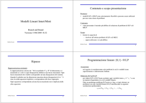 Modelli Lineari Interi/Misti Contenuto e scopo presentazione