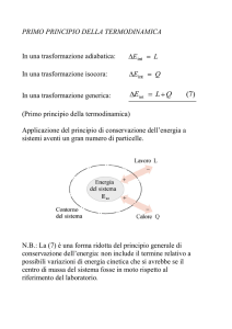 PRIMO PRINCIPIO DELLA TERMODINAMICA