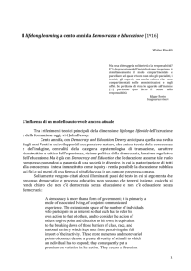 Il lifelong learning a cento anni da Democrazia e Educazione [1916