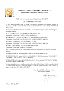 esito valutazione esonero test d`ingresso servizio sociale