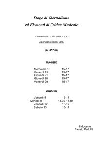 Stage di Giornalismo ed Elementi di Critica Musicale