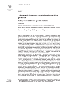 La lettera di dimissione ospedaliera in medicina geriatrica