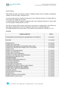 Gentili studenti, Nella tabella che segue sono indicate le date di