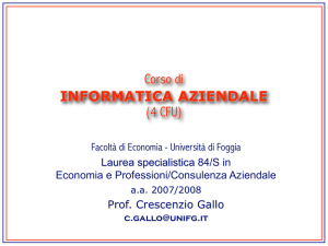Presentazione del corso - Prof. Crescenzio Gallo