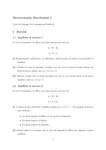 Microeconomia, Esercitazione 1. 1 Esercizi.