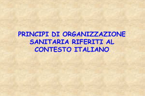 Principi di Organizzazione Sanitaria Riferiti al