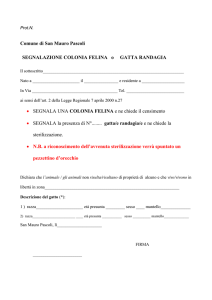 Comune di San Mauro Pascoli SEGNALAZIONE COLONIA FELINA