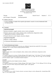 Sociologia generale: Gregorio Kaczynski (scarica il programma)