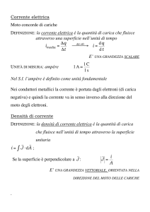 Corrente elettrica Moto concorde di cariche DEFINIZIONE: la