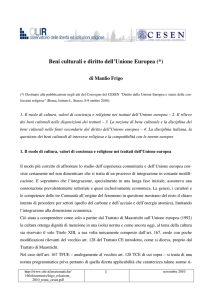 Beni culturali e diritto dell`Unione Europea