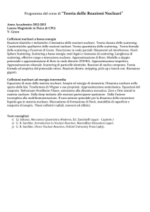 Programma del corso di “Teoria delle Reazioni Nucleari”