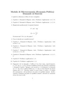 Modulo di Microeconomia (Economia Politica) Domande ed Esercizi