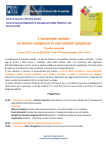 L`assistente sociale: un lavoro complesso in una società complessa