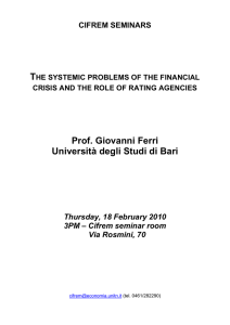 Prof. Giovanni Ferri Università degli Studi di Bari