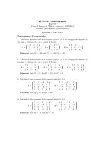 ALGEBRA E GEOMETRIA Esercizi Corso di Laurea in Chimica