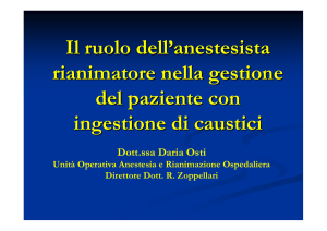 Il ruolo dell`anestesista rianimatore nella gestione del