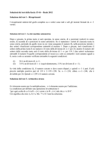 Soluzioni dei test della fascia 15-16 – finale 2012 Soluzione del test