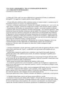 UNA NUOVA SOLIDARIETA` TRA LE GENERAZIONI DI FRONTE
