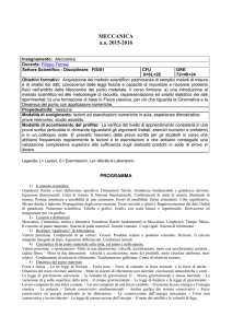 Meccanica - Dipartimento di Matematica e Fisica