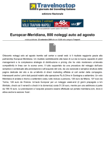 Europcar-Meridiana, 800 noleggi auto ad agosto