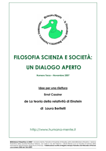 FILOSOFIA SCIENZA E SOCIETÀ: UN DIALOGO APERTO