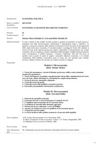 (Dott. Stefano Matta) Modulo II: Macroeconomia