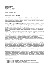 Programma di Analisi Matematica 2008/09