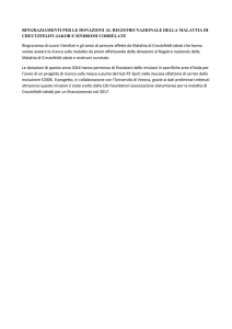Ringraziamenti per le donazioni al Registro nazionale della Malattia