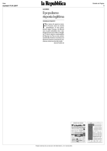 17 genn REPUBBLICA. Piketty. Il populismo risposta legittima