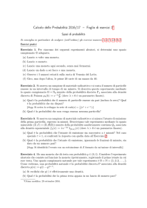 Calcolo delle Probabilità 2016/17 – Foglio di esercizi 1†