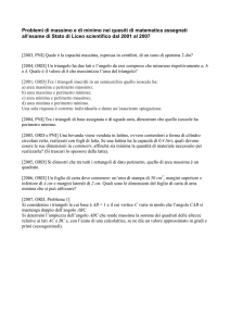 Problemi di massimo e di minimo nei quesiti di matematica