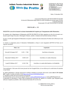 Schio, 21 dicembre 2016 Ai docenti di Matematica dell`ITIS DE