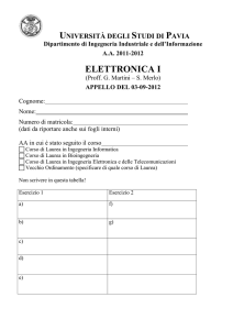 ELETTRONICA I - Università degli studi di Pavia
