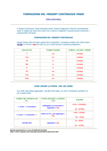 FORMAZIONE DEL PRESENT CONTINUOUS TENSE