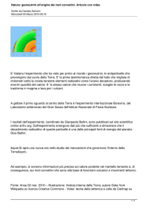 Natura: geoneutrini all`origine dei moti convettivi. Articolo