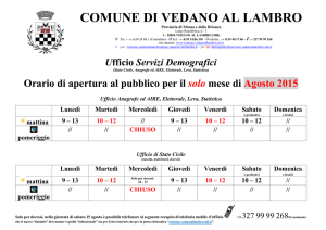 orari anagrafe - Comune di Vedano al Lambro