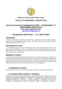Idrologia Applicata - Università Kore di ENNA
