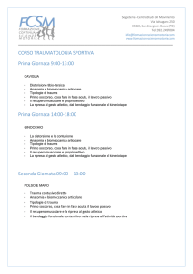 CORSO TRAUMATOLOGIA SPORTIVA Prima Giornata 9:00