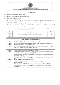 Programmazione delle politiche sociali / Sociologia generale