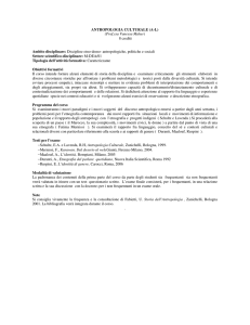 ANTROPOLOGIA CULTURALE (A-L) (Prof.ssa Vanessa Maher) 8