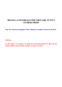 REGOLA UNIVERSALE PER TROVARE TUTTI I NUMERI PRIMI