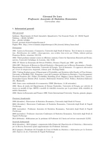 Giovanni De Luca Professore Associato di Statistica Economica