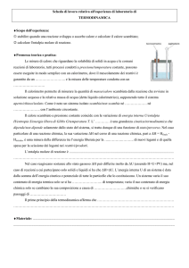 Scheda di lavoro relativa all`esperienza di laboratorio di