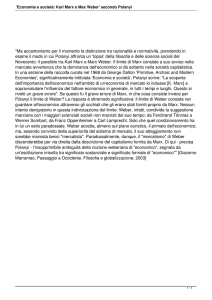 `Economia e società: Karl Marx e Max Weber` secondo Polanyi