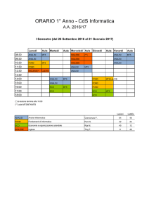Orario I Sem INF - Dipartimento di Matematica e Informatica UNICAL