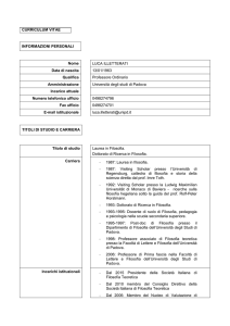 CURRICULUM VITAE INFORMAZIONI PERSONALI Nome
