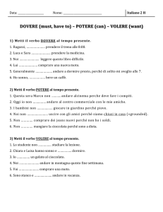 Esercizi di grammatica italiana: Dovere, Potere, Volere